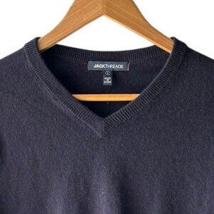 Jack Threads Men's Size S Dark Blue V-Neck 100% Cashmere Sweater
